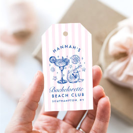 Retro Modern Pink & Blue Bachelorette Weekend Geschenkanhänger