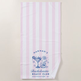 Retro Modern Pink & Blue Bachelorette Weekend Strandtuch