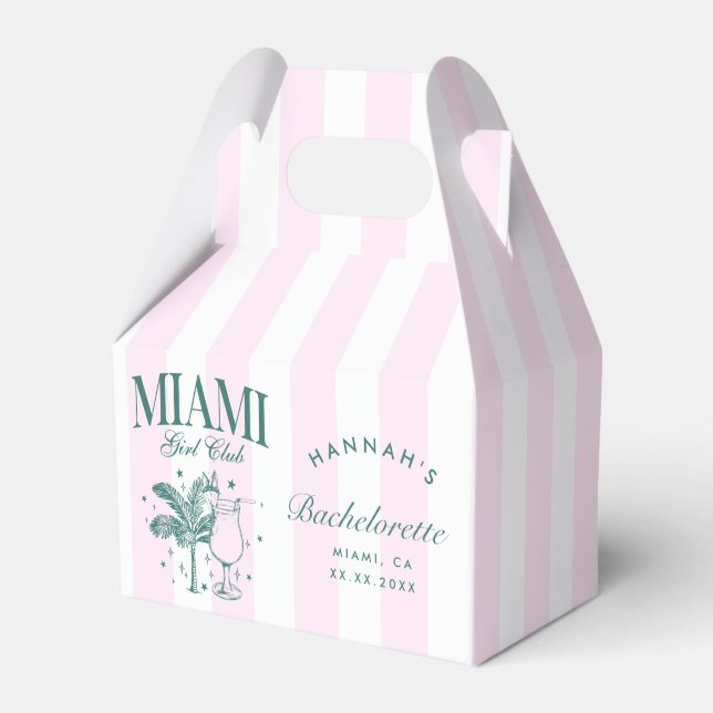 Retro Modern Pink & Green Miami Junggeselinnen-Abs Geschenkschachtel (Vorderseite)