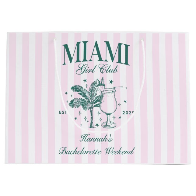 Retro Modern Pink & Green Miami Junggeselinnen-Abs Große Geschenktüte (Vorderseite)