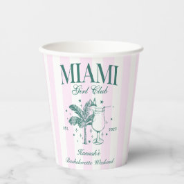 Retro Modern Pink & Green Miami Junggeselinnen-Abs Pappbecher