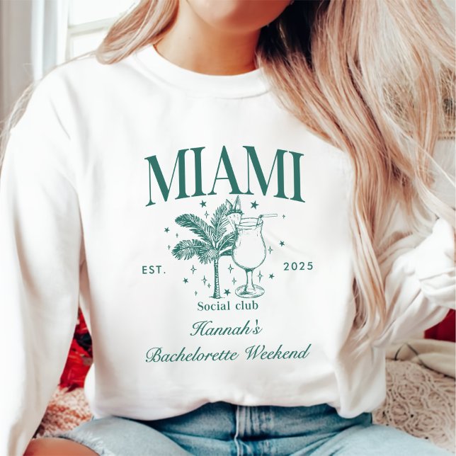 Retro Modern Pink & Green Miami Junggeselinnen-Abs Sweatshirt (Von Creator hochgeladen)