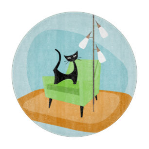 Retro Modern Style Cat Mitte des Jahrhunderts Schneidebrett