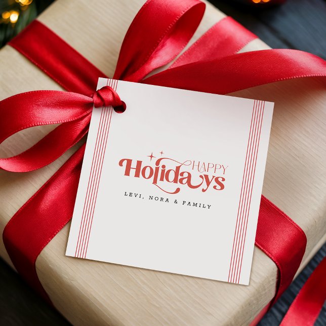 Retro Modern Stylish Red Typography Script Holiday Geschenkanhänger (Von Creator hochgeladen)