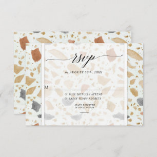 Retro Modern Terrazzo Terracotta Wedding RSVP Einladung