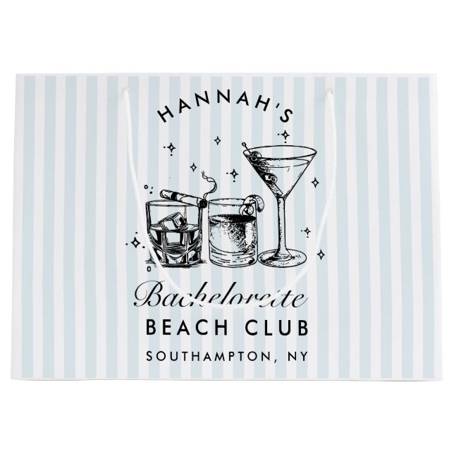 Retro Modern Vintag Blue Bachelorette Große Geschenktüte (Vorderseite)