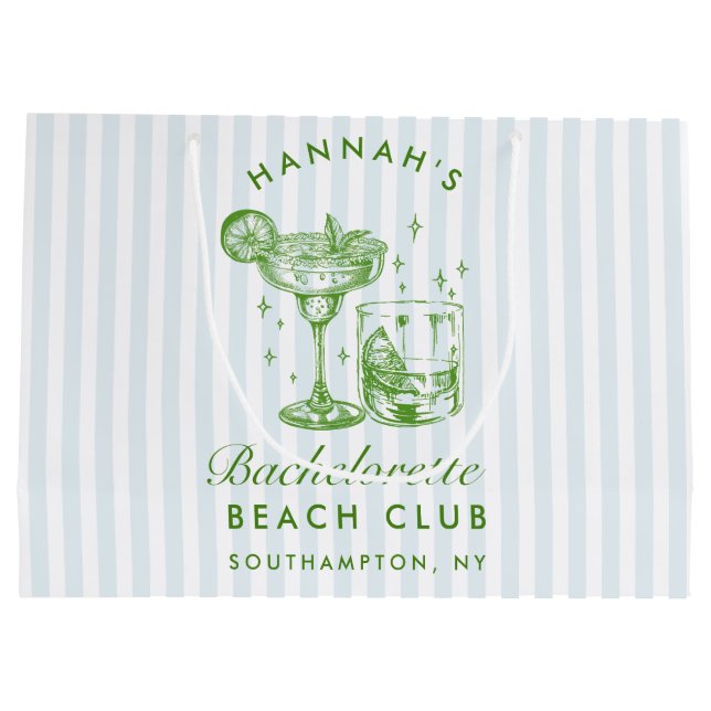 Retro Modern Vintag Blue Bachelorette Große Geschenktüte (Rückseite)