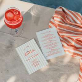 Retro Modern Vintag Blue Bachelorette Wochenende Einladung