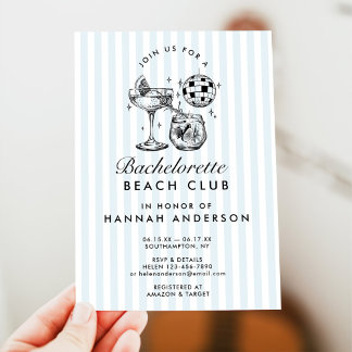 Retro Modern Vintag Blue Bachelorette Wochenende Einladung