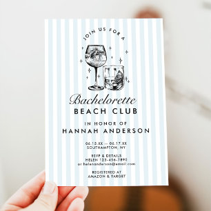 Retro Modern Vintag Blue Bachelorette Wochenende Einladung