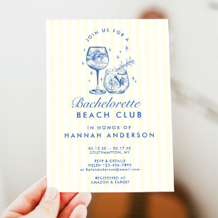Retro Modern Vintag Blue Bachelorette Wochenende Einladung