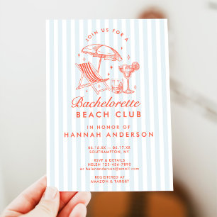 Retro Modern Vintag Blue Bachelorette Wochenende Einladung