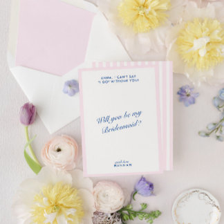Retro Modern Vintag Pink Bridesmaid Vorschlag Card Einladung