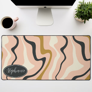 Retro-Moderne Abstrakte Marmor-Strudel Rosa Gold S Schreibtischunterlage