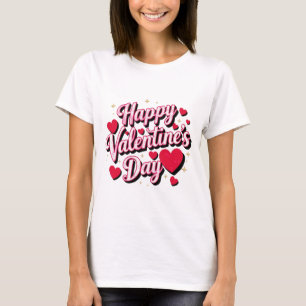 Retro Moderne Elegante Happy Valentine's Day Heart T-Shirt