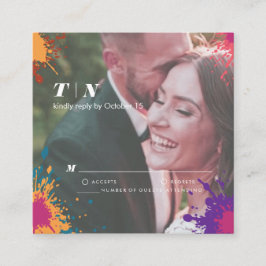 Retro Moderne farbenfrohe Hochzeit Begleitkarte