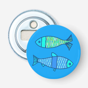 Retro moderne Fische, Türkis und Cerulean Blau Flaschenöffner