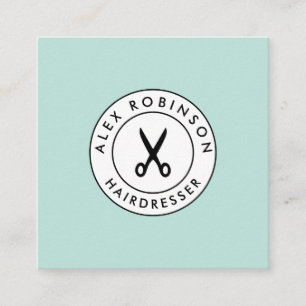Retro moderne Friseurquadrat-Visitenkarte Quadratische Visitenkarte