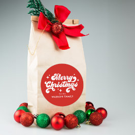 Retro Moderne frohe Weihnachten Runder Aufkleber