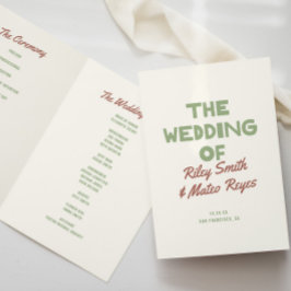 Retro-moderne funky Erdtöne-Hochzeit Programm