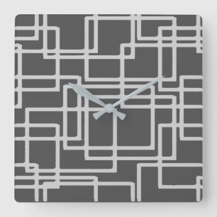 Retro Moderne gebleichte Schieferquadrate auf Stur Quadratische Wanduhr