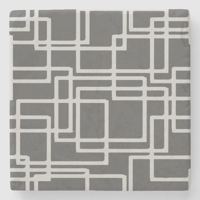 Retro moderne geblichene Schiefer-Quadrate auf Steinuntersetzer (Vorderseite)