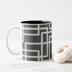 Retro moderne geblichene Schiefer-Quadrate auf Zweifarbige Tasse