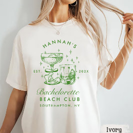 Retro moderne gelbe und grüne Junggesellinnen-Woch T-Shirt