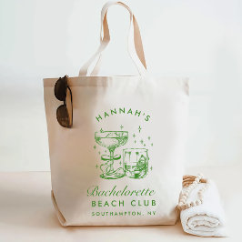 Retro moderne gelbe und grüne Junggesellinnen-Woch Tragetasche