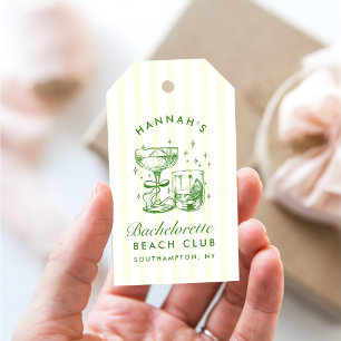 Retro-moderne gelbe und grüne Junggesellinnenabsch Geschenkanhänger