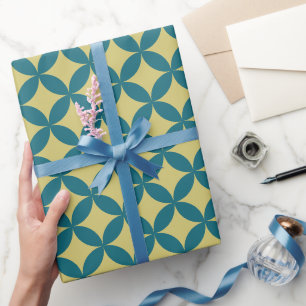 Retro-Moderne Geometrische Blau-Grüne Mid-Century- Geschenkpapier