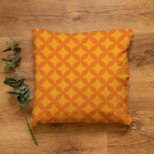 Retro-Moderne Geometrische Orange Sonne im Mittela Kissen