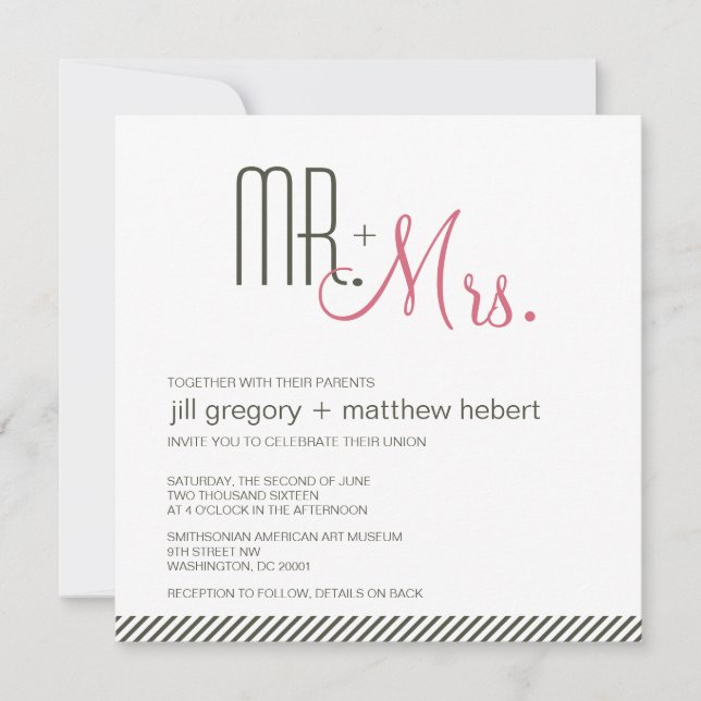 Retro Moderne Hochzeit Einladung (Vorderseite)