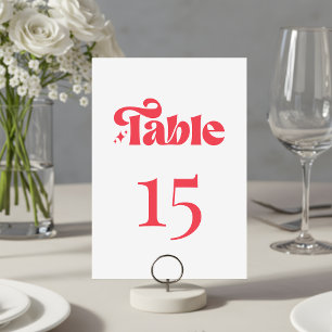 Retro-moderne Hochzeit in Rot und Weiß Tischnummer