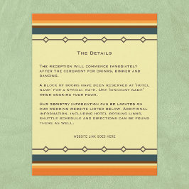 Retro Moderne Inspirierte Hochzeit Mitte des Jahrh Begleitkarte