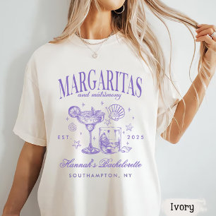 Retro Moderne Margaritas und Hochzeit Gestreifter  T-Shirt