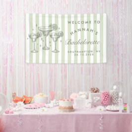 Retro Moderne Margaritas und Matrimone Striped Bac Banner