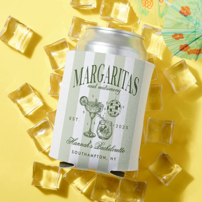 Retro Moderne Margaritas und Matrimone Striped Bac Dosenkühler (In Situ Sommer)