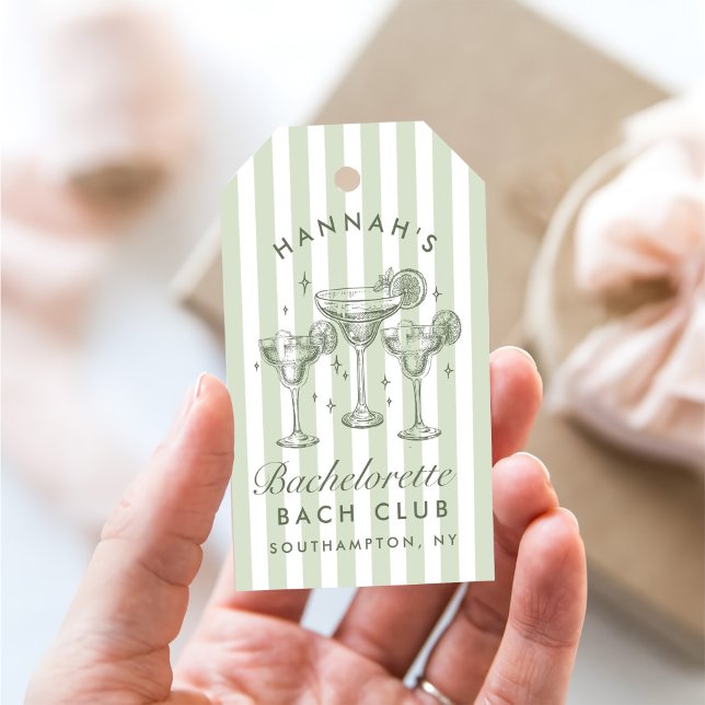 Retro Moderne Margaritas und Matrimone Striped Bac Geschenkanhänger (Von Creator hochgeladen)