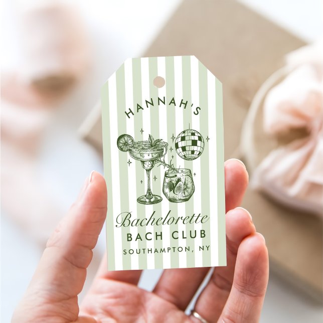 Retro Moderne Margaritas und Matrimone Striped Bac Geschenkanhänger (Von Creator hochgeladen)