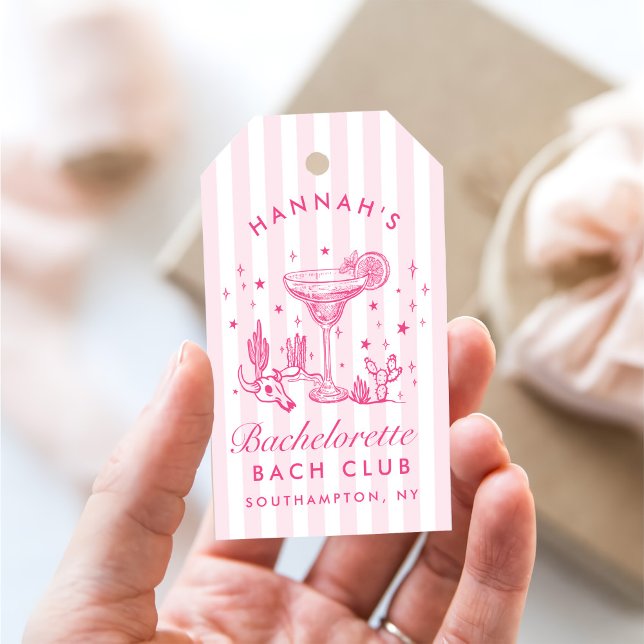 Retro Moderne Margaritas und Matrimone Striped Bac Geschenkanhänger (Von Creator hochgeladen)