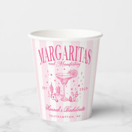 Retro Moderne Margaritas und Matrimone Striped Bac Pappbecher
