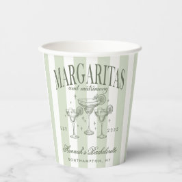 Retro Moderne Margaritas und Matrimone Striped Bac Pappbecher