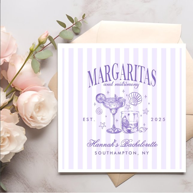 Retro Moderne Margaritas und Matrimone Striped Bac Serviette (Von Creator hochgeladen)