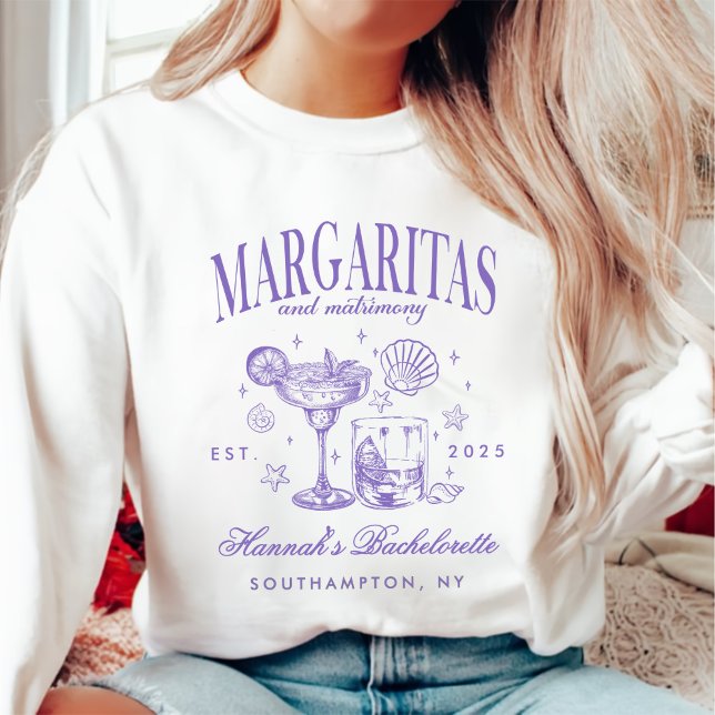 Retro Moderne Margaritas und Matrimone Striped Bac Sweatshirt (Von Creator hochgeladen)
