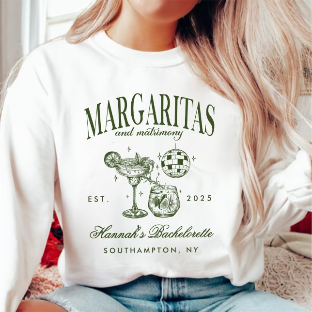 Retro Moderne Margaritas und Matrimone Striped Bac Sweatshirt (Von Creator hochgeladen)