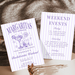 Retro moderne Margaritas und Matrimony gestreifter Einladung