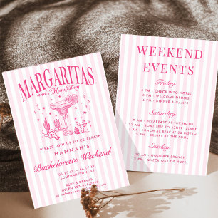 Retro Moderne Margaritas und Matrimony-Gestreifter Einladung