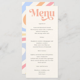 Retro Moderne Minimalistische Pastelsommerhochzeit Menükarte