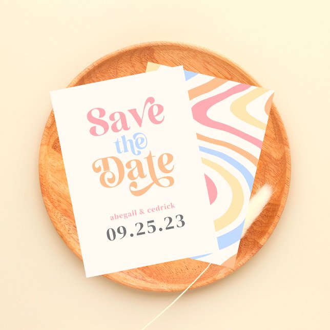 Retro Moderne Minimalistische Pastelsommerhochzeit Save The Date (Von Creator hochgeladen)